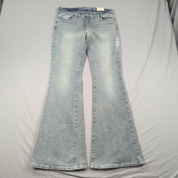 Guess Denim - Guess Jeans‎ Womens 31 Blue Flare Stretch Casual Faded Boho Hippie New